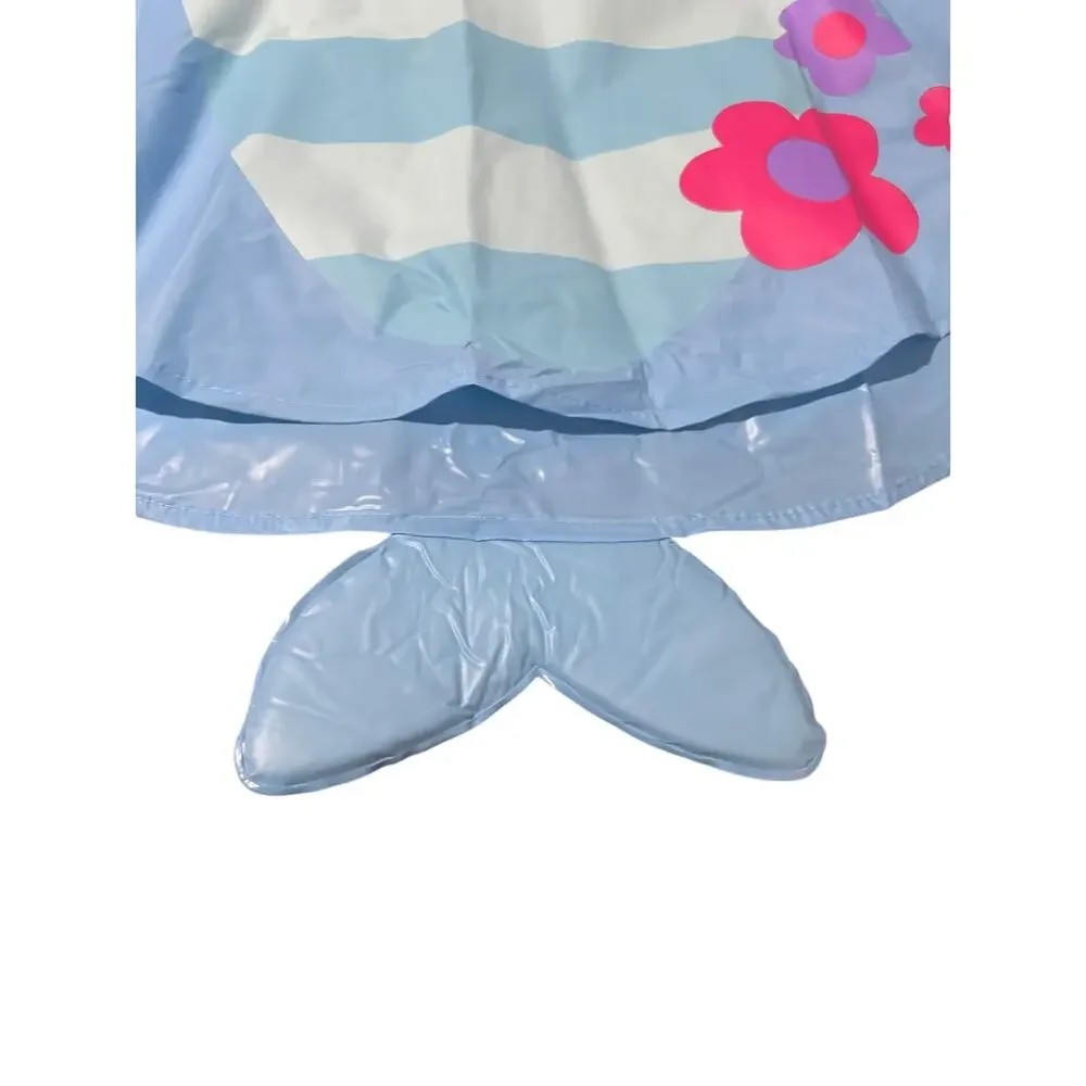 Stephen Joseph blue fish poncho with flowers euc one size 3-6ish used once euc